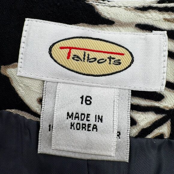 TALBOTS NWT Women's 16 Black White Hawaiian‎ Tropical Palm Print Wide Leg Pants - Picture 5 of 10